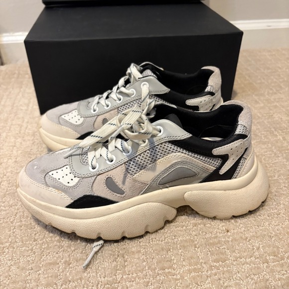 Maje Chunky Platform Sneakers Womens 36 Gray White Black Lace Up Streetwear - Picture 6 of 10